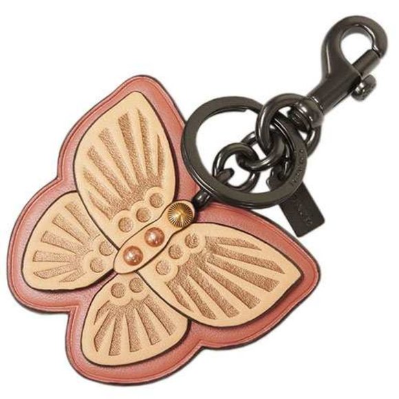 COACH 🦋 Butterfly 🦋 Pink Leather Bag Charm NWT RETAIL MODEL - Picture 5 of 5
